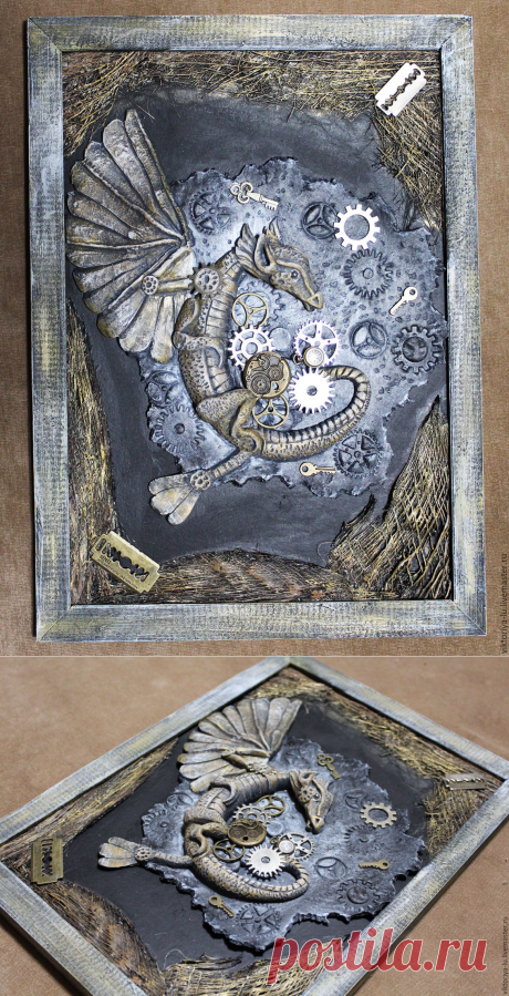 Панно &quot;Дракон&quot; - дракон, панно, стимпанк, оформление интерьера, подарок на любой случай