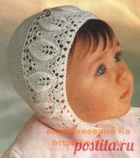 Шапочка с кружевной полоской из рубрики Вязание для детей. Вязание спицами модели и схемы на kNITKA.ru