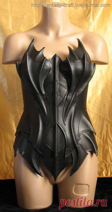 (140) Drow Leather Corset by I-TAVARON-I.deviantart.com on @deviantART | Costumes and Inspiration | Leather Corset, Corsets and Leather