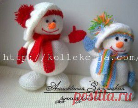 Вязаный Снеговик спицами | Своими руками