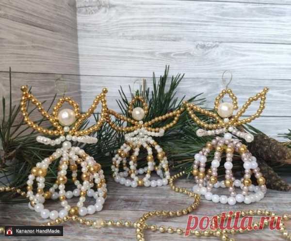 Ангелочки из бисера украшения для елки ручная работа ручной работы купить в Минске и Беларуси, цены на HandMade