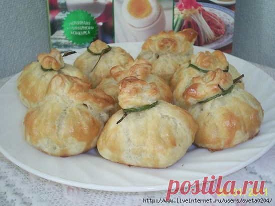 Мешочки с рисом и грибами