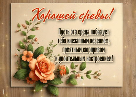 Со средой! Я хочу, чтобы середина недели разорвала все невзгоды и расщепила все неурядицы.