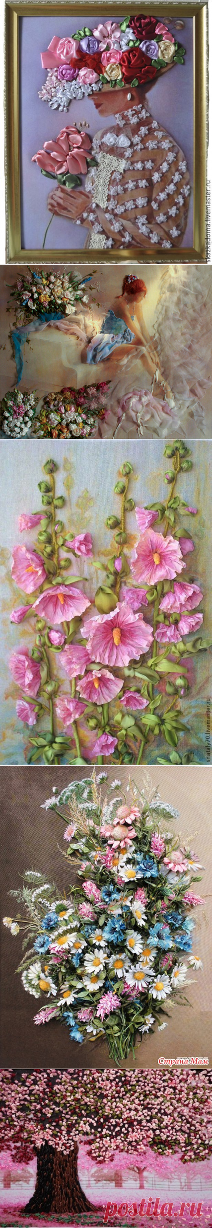 Вышивка лентами. Картины. Большая подборка идей - Nebka.Ru