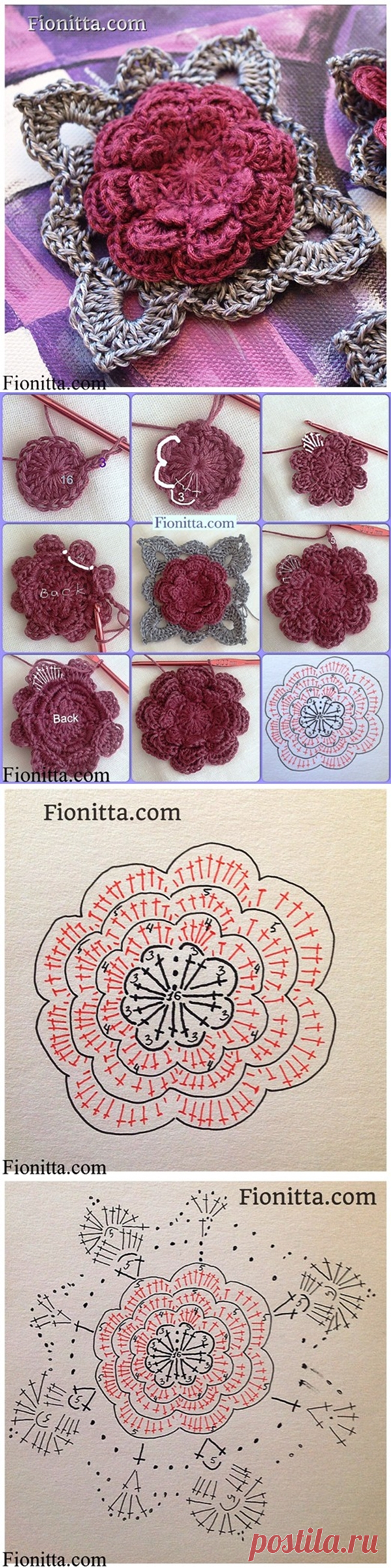 DIY 3D Crochet Rose in 3 Ways - Fab Art DIY