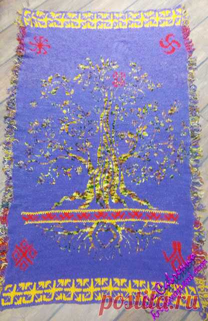 Плед детский обережный спицами в технике жаккард