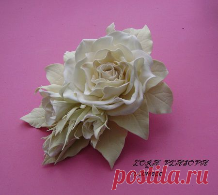 Роза из пластичной замши. Заколка для волос