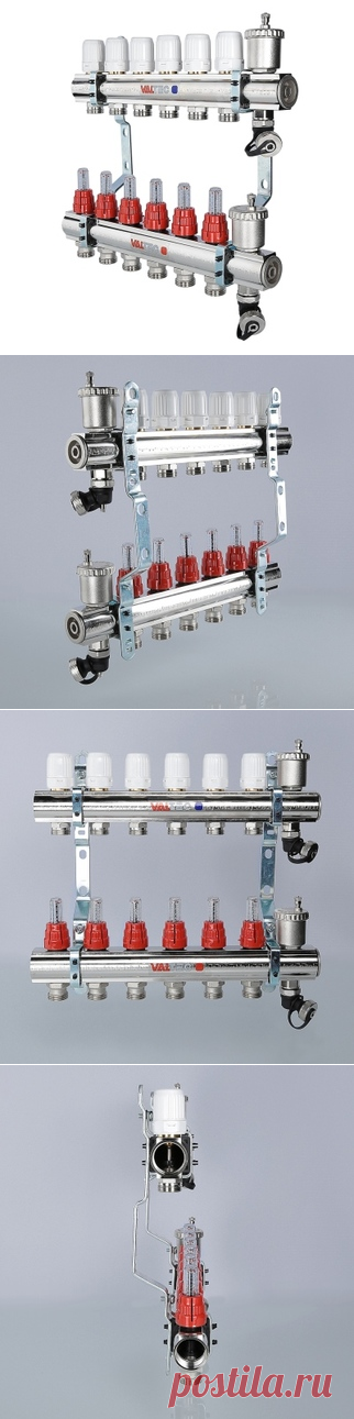 Коллекторный блок Valtec 1 x 3/4, евроконус со встроенными расходомерами на 3 контура (артикул: VTc.596.EMNX.0603	 ) в Москве