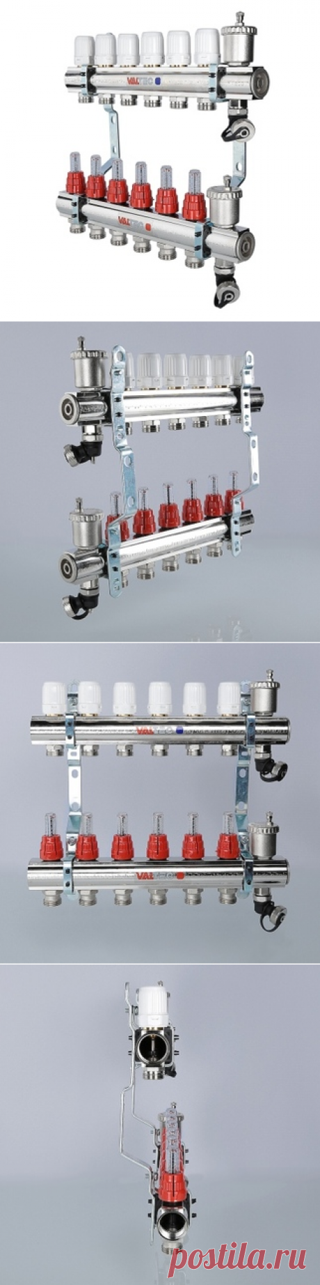 Коллекторный блок Valtec 1 x 3/4, евроконус со встроенными расходомерами на 3 контура (артикул: VTc.596.EMNX.0603	 ) в Москве