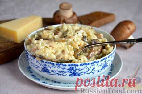 Рецепт: Рис с курицей, грибами и сливками (на сковороде) на RussianFood.com