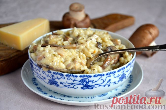 Рецепт: Рис с курицей, грибами и сливками (на сковороде) на RussianFood.com