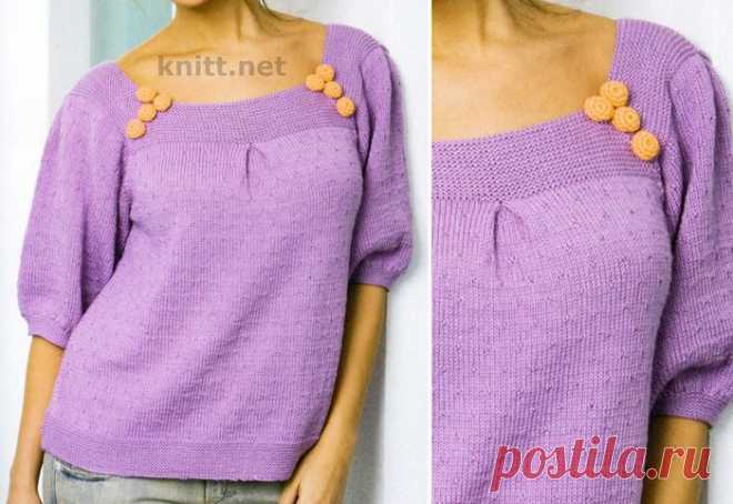 Туника сиреневого цвета | knitt.net | Все о вязании
