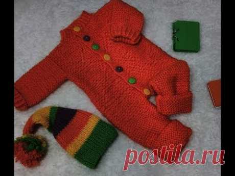 Комбинезон для малыша спицами "гномик ". Описание.