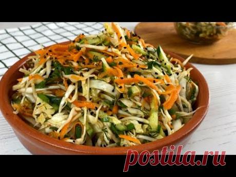 Готовлю целый таз САЛАТА,потому что съедается салат моментально! Вкусный Салат из Обычной Капусты