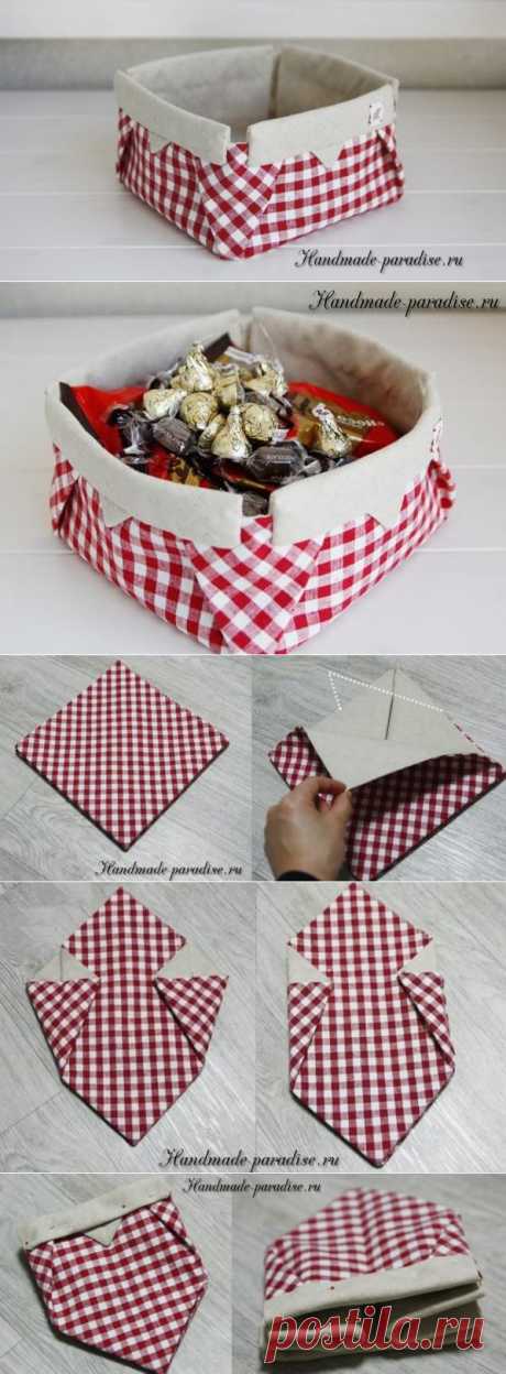 Корзинка из ткани в технике оригами - Handmade-Paradise