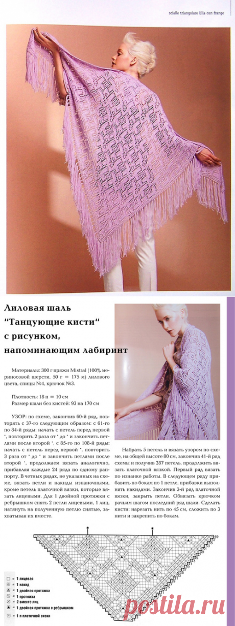 Вязание спицами для женщин Шаль