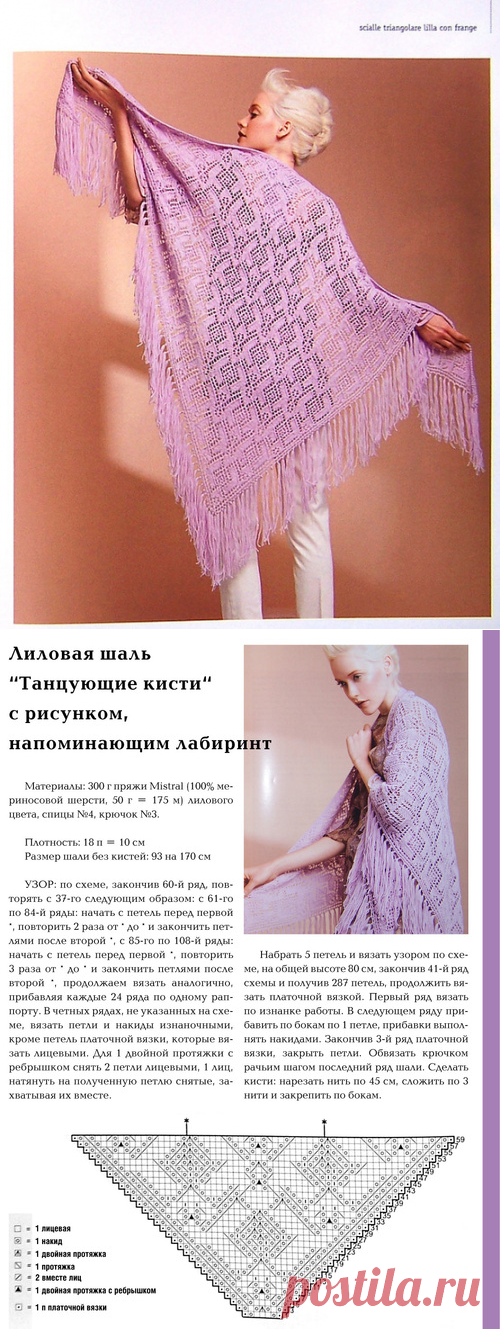 Вязание спицами для женщин Шаль