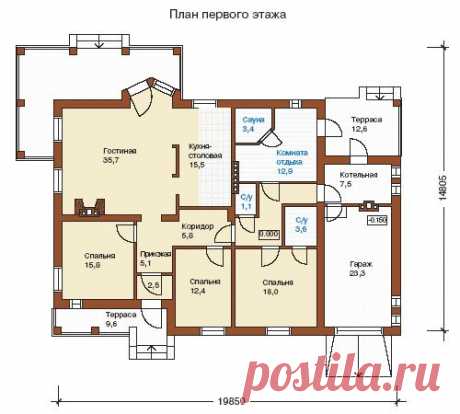Проект дома из пеноблоков I-187-1P