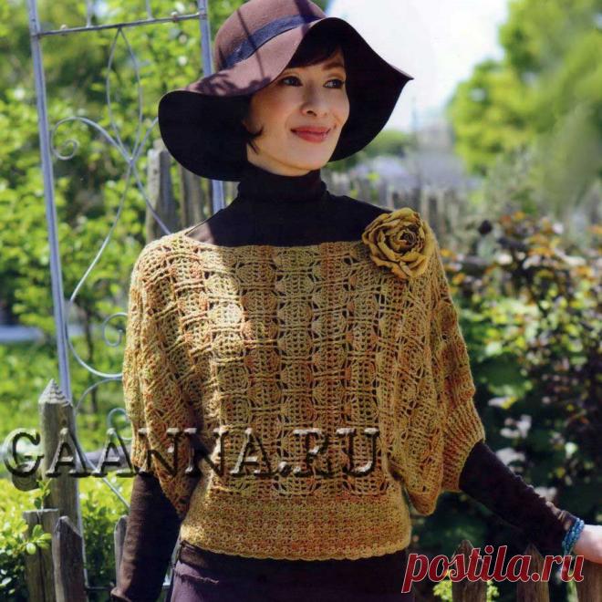 Блузон, связанный поперек