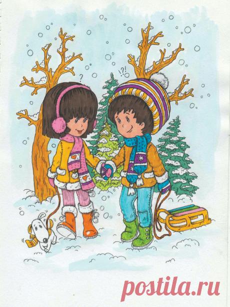 Сообщество иллюстраторов / Иллюстрации / Анна Соколова-Буравлева / Winter forest (зимний лес)