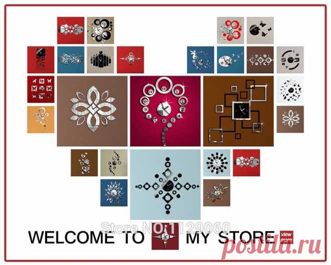 AliExpress GroupBuy Настенные часы наклейки с зеркальной пов...