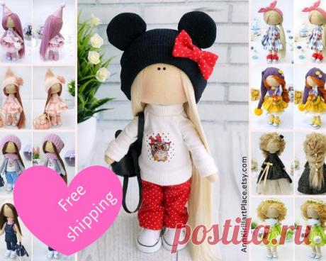 Handmade Tilda Doll in Mouse Hat by Master Kristina Hello, dear visitors! This is handmade cloth doll created by Master Kristina (Vladivostok, Russia). All dolls stated on the photo are mady by artist Kristina. You can find them in our shop searching by artist name: