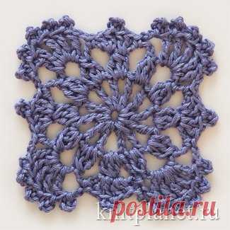 Планета Вязания | Квадратный мотив крючком № 1, схема узора