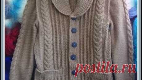 Жакет с шалевым воротником.Часть 2. Спинка. .Men's knitted jacket