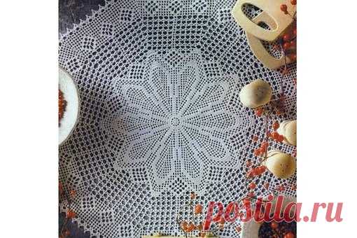 Салфетка в филейной технике крючком. Схема для вязания