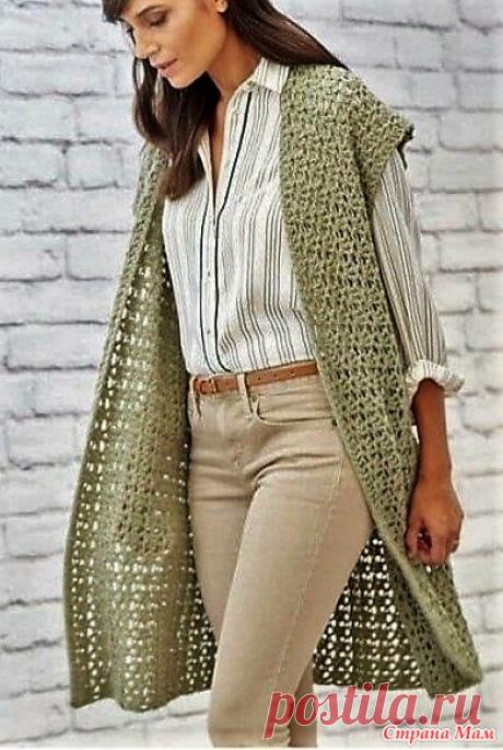 Длинный ажурный жилет. Крючок. - ВЯЗАНАЯ МОДА+ ДЛЯ НЕМОДЕЛЬНЫХ ДАМ - Страна Мам