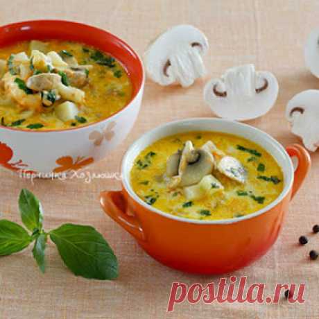 Сырный суп с курицей и грибами - 5 рецептов - 1000