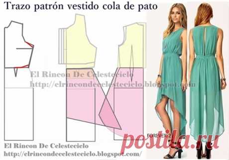 El Rincon De Celestecielo: Trazar cola de pato en espalda de blusa y vestido. Parte 2