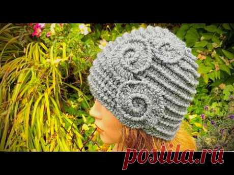 Einfache Mütze SCHWURBI - nur Stäbchen & Krebsmaschen#häkeln #petraperle #mütze #crochet #hakeln
