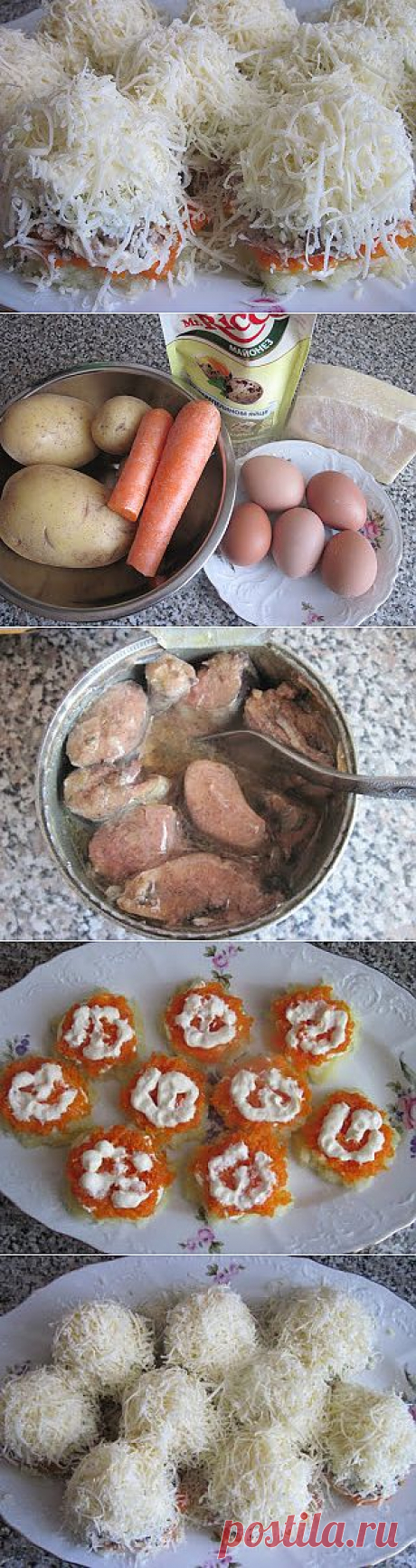 Салат &quot;Мимоза&quot; порционный | Ваши любимые рецепты