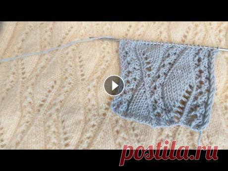 Красивый ажурный узор листья / ромбы. Вязание спицами и схема узора.Плотный узор со снятыми петлями Узор гирлянда Геометрический узор Узор пышные лист...