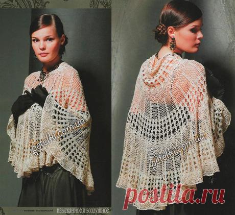Воздушная накидка крючком. Описание вязания, схемы