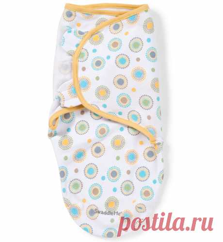 Пелёнки и наматрасники - Пеленание - SWADDLEME конверт для пеленания из хлопка на липучке белый с кружочками (р-р S/M) Summer Infant (USA) - Японские подгузники