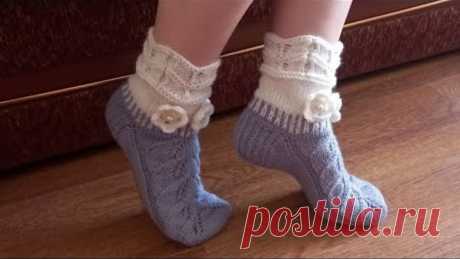 АЖУРНЫЕ НОСКИ СПИЦАМИ, РАЗМЕР 35-36 / ПОДРОБНЫЙ МАСТЕР КЛАСС / 2 часть