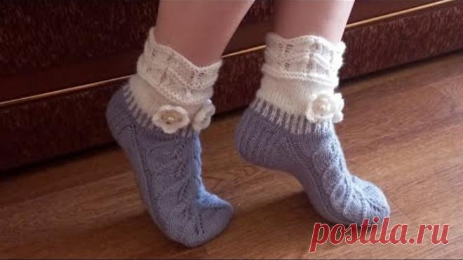 АЖУРНЫЕ НОСКИ СПИЦАМИ, РАЗМЕР 35-36 / ПОДРОБНЫЙ МАСТЕР КЛАСС / 2 часть
