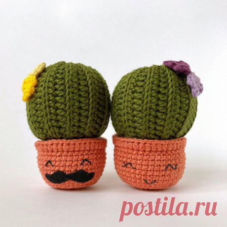 PDF Кактус в горшке крючком. FREE crochet pattern; Аmigurumi toy patterns. Амигуруми схемы и описания на русском. Вязаные игрушки и поделки своими руками #amimore - кактус в горшочке, растение, колючка.