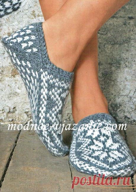 Тапочки с норвежским узором