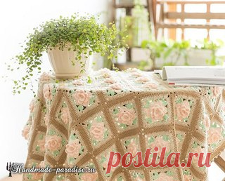 Мотив с розами. Вяжем плед крючком.

#вязание #схема #плед @vrukodeli