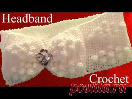 Como tejer una diadema a Crochet en punto rombos granizo puff - How to Knitting Crochet - YouTube