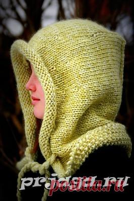 Шапка капюшон спицами от Lily Kate France