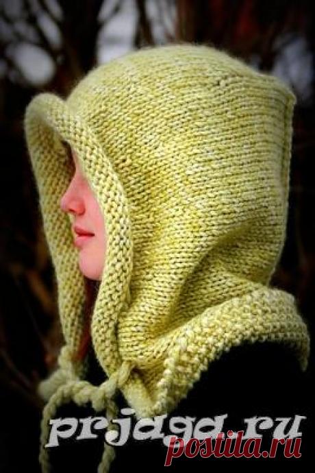 Шапка капюшон спицами от Lily Kate France