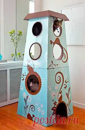 Catemporary Cat Castle from The Refined Feline. An artistic cat tower