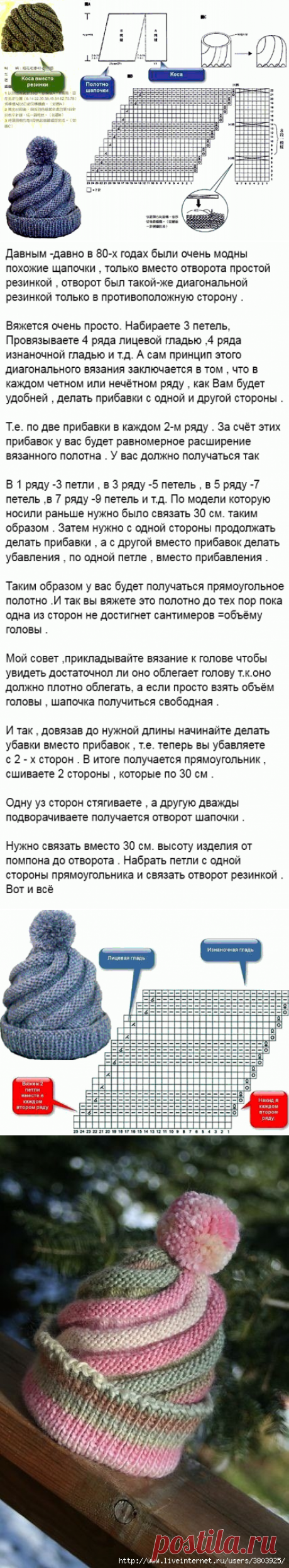 Объемная красивая шапочка-спираль
