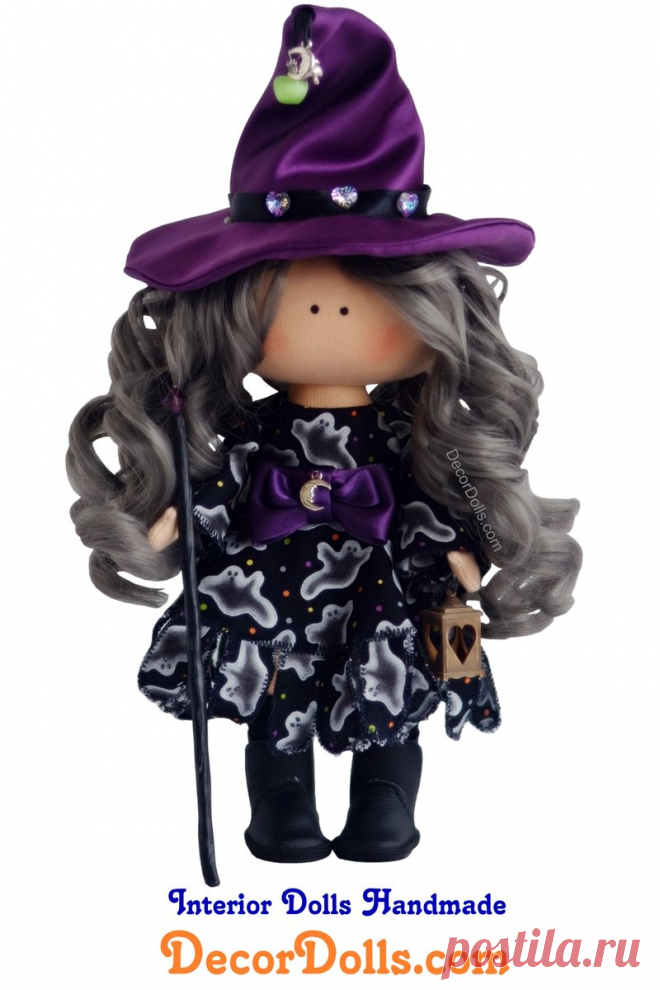 Witch Rag Doll, Halloween Art Doll, Soft Cloth Doll, Fabric Rag Doll, Textile Handmade Doll by Maria K Hello, dear visitors!This is handmade cloth interior doll created by Master Maria K (Moscow, Russia).Doll is made by Order.Order processing time is 1-2 weeks. FREE SHIPPING TO ANY COUNTRYDoll is 26 cm (10 inch) tall and made of only quality materials.You can order almost any changes in this doll: - hair style and color