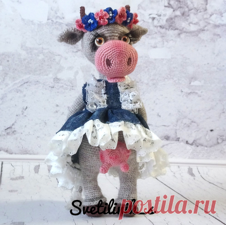 PDF Коровушка Любава крючком. FREE crochet pattern; Аmigurumi animal patterns. Амигуруми схемы и описания на русском. Вязаные игрушки и поделки своими руками #amimore - корова, коровка, телёнок, бык, бычок.