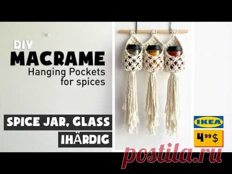 Tutorial Macrame Hanging Pockets for spices - YouTube